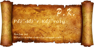 Pádár Károly névjegykártya